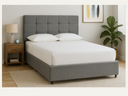 5FT Grey Chenille Fabric Divan Bed Base with Headboard 