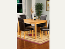 Rectangular dining table in oak finish with 4 dining chairs black leather 