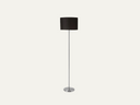 Floor lamp with black shade and iron base