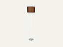 Floor lamp with black shade and iron base