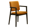 Orange Armchair with dark walnut arms and 