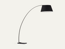  lamp features a sleek steel frame with a graceful curved silhouette black finish