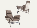 Brown leather fabric armchair