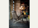 Brown leather fabric armchair