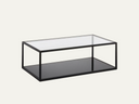 black base coffee table with glass top