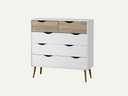 chest of drawers white and oak wood