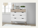 chest of drawers white and oak wood