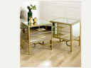 Mirror Bedside with gold frame and legs 