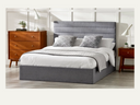 5ft bed with Grey linen headboard 