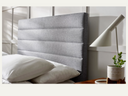 5ft bed with Grey linen headboard 