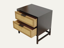 Wood Nightstand Rattan with 2 Drawers Storage for Bedroom