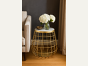 White marble side table with gold base