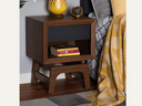 Nightstand With Drawer and Shelf dark walnut and black