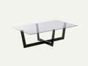 coffee table with glass top and black base