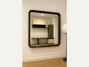 Mirror square with walnut oak finish frame