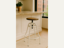 Wooden stool with white base finish