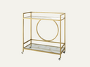 Gold Bar Cart, Modern Wine Cart with Wheels