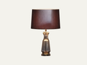 Lastrea Table Lamp with Smoky Grey Tinted Glass Base & Textured Fabric Shade