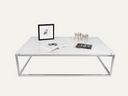 Prairie 120 Coffee Table White Carrara Marble with Chrome Feet
