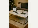 Prairie 120 Coffee Table White Carrara Marble with Chrome Feet