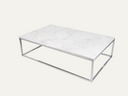 Prairie 120 Coffee Table White Carrara Marble with Chrome Feet