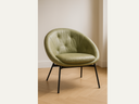 Armchair in greige fabric with black legs