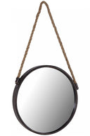 A round mirror with a rope 